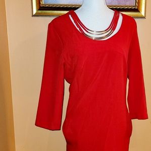 Red dress with Gold necklace design
